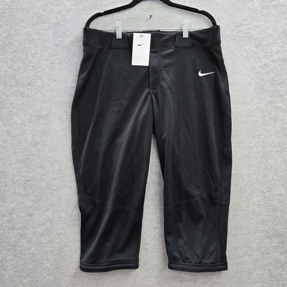 Nike Women Softball Pants L Black AV6642-010 Logo 19" Inseam NWT